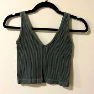 Free People green ribbed cropped tank top, size M/L